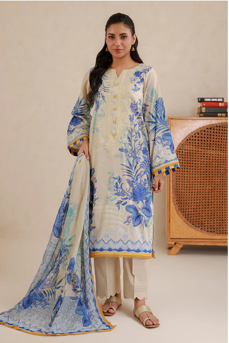 Off White | Zellbury 3pc Unstitched Embroidered Lawn