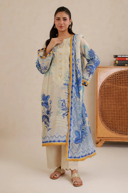 Off White | Zellbury 3pc Unstitched Embroidered Lawn