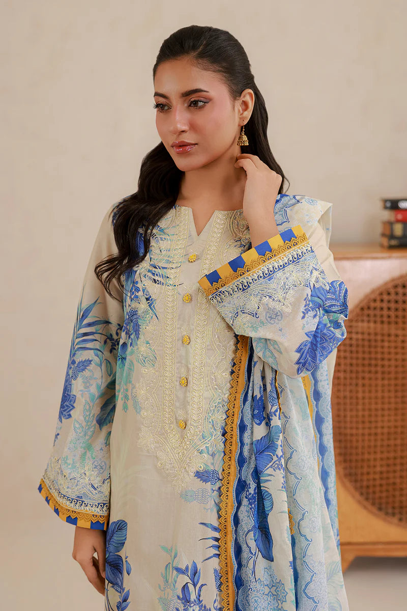 Off White | Zellbury 3pc Unstitched Embroidered Lawn