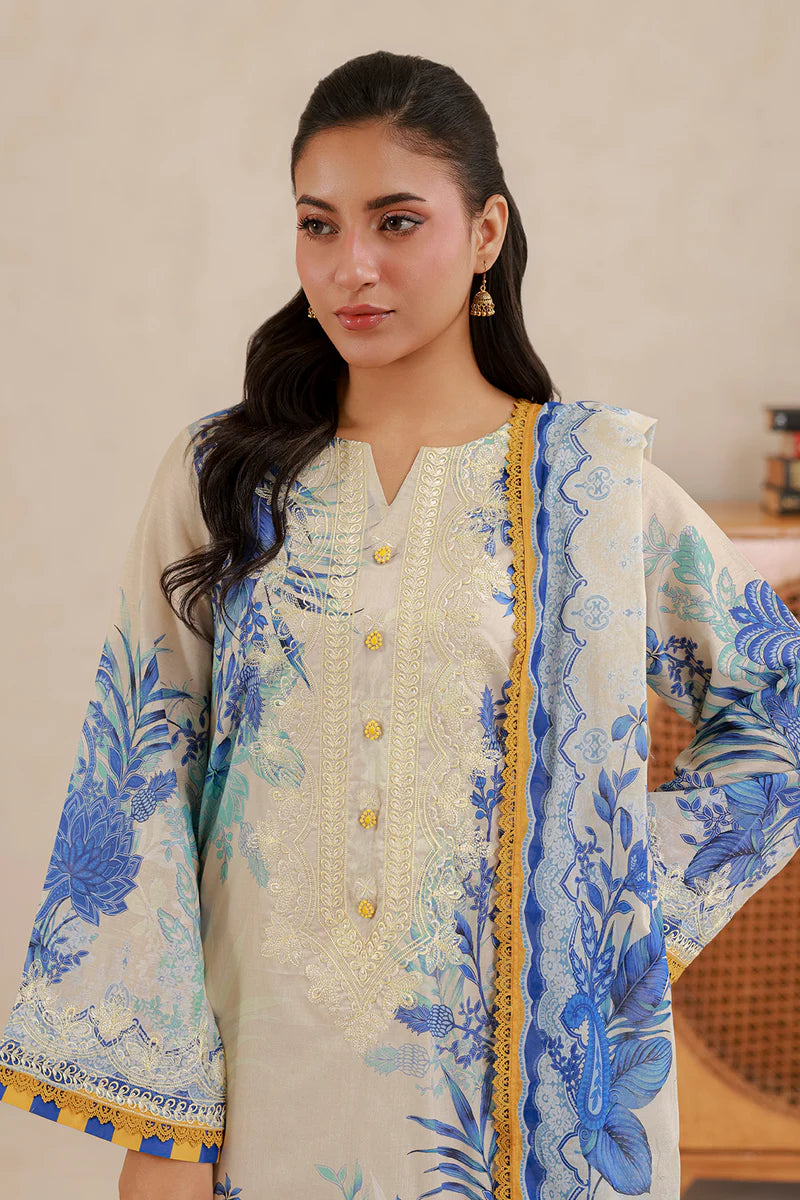 Off White | Zellbury 3pc Unstitched Embroidered Lawn
