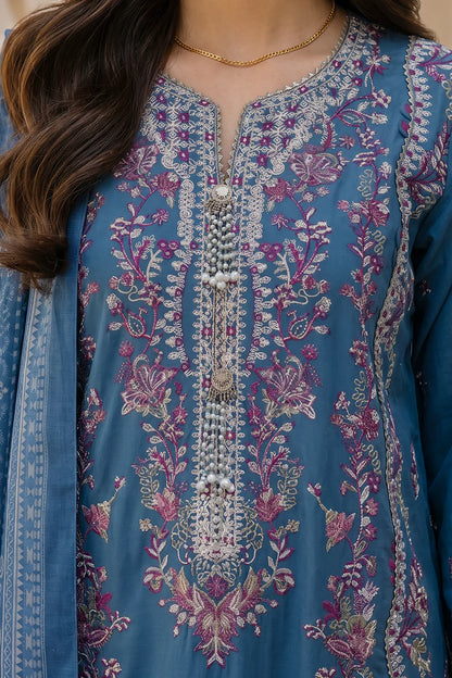 Teal Blue | Zellbury 3pc Unstitched Embroidered Lawn