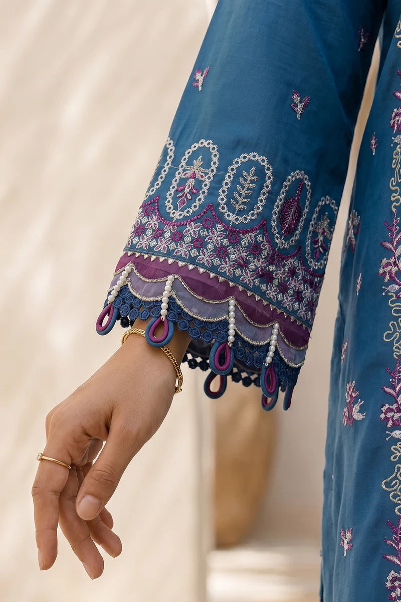 Teal Blue | Zellbury 3pc Unstitched Embroidered Lawn