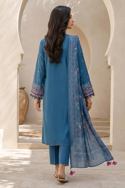 Teal Blue | Zellbury 3pc Unstitched Embroidered Lawn