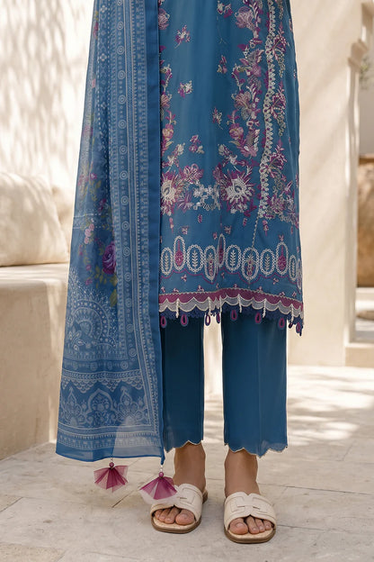 Teal Blue | Zellbury 3pc Unstitched Embroidered Lawn