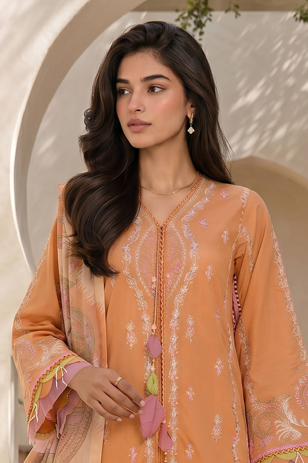 Orange | Zellbury 3pc Unstitched Embroidered Lawn