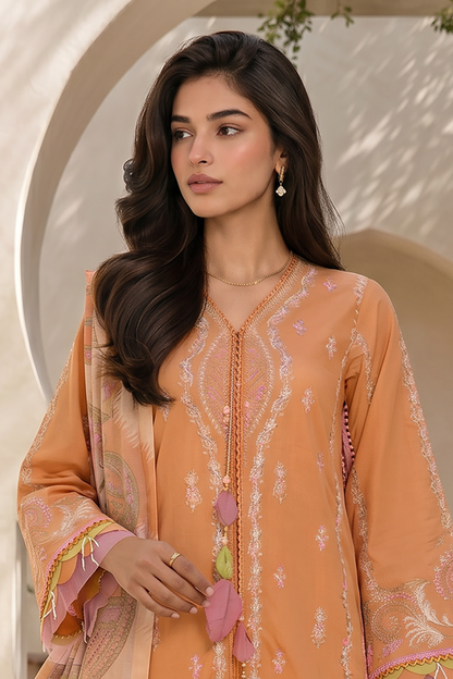Orange | Zellbury 3pc Unstitched Embroidered Lawn