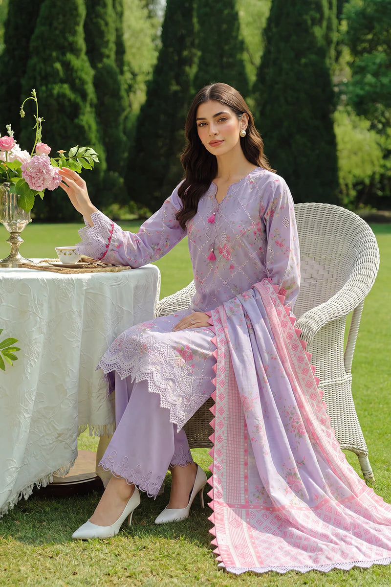 Lilac | Zellbury 3pc Unstitched Chikankari