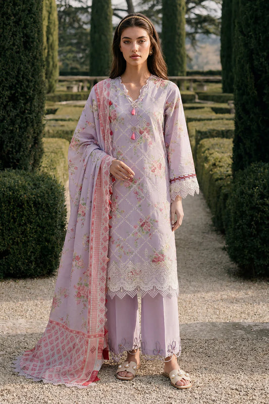 Lilac | Zellbury 3pc Unstitched Chikankari