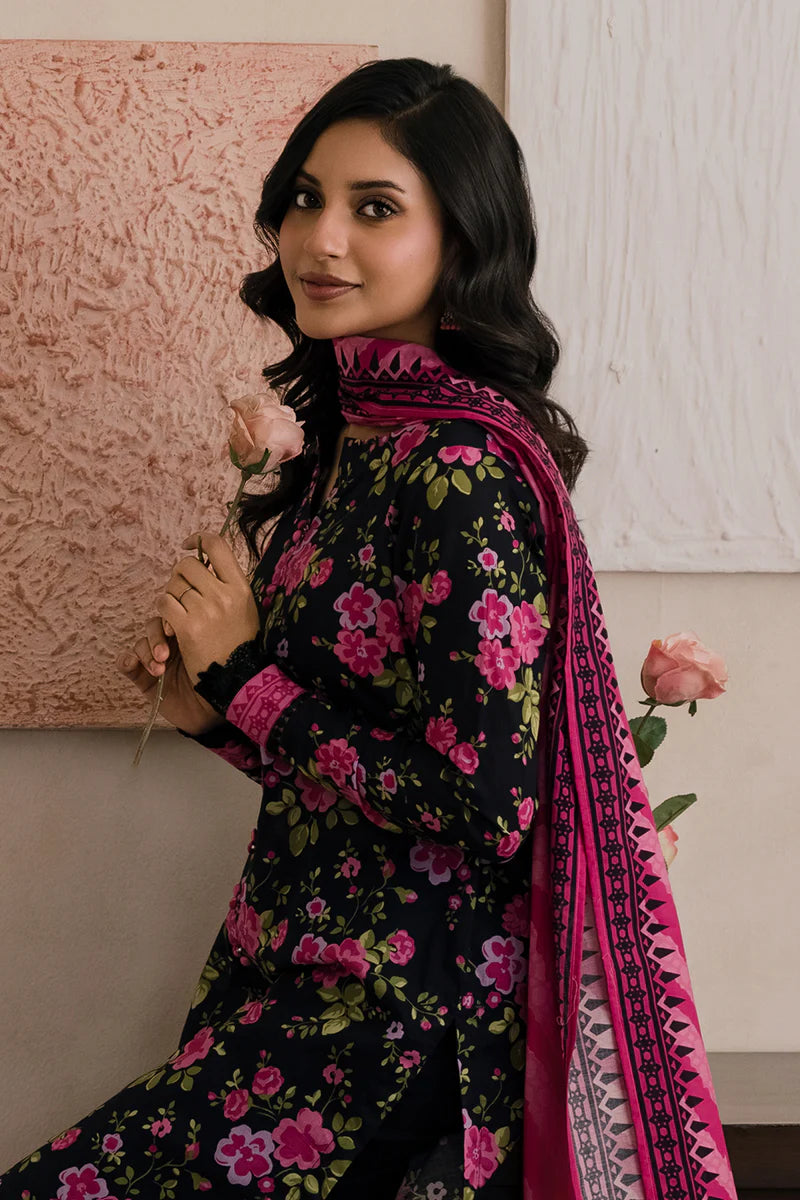 Black | Zellbury 2pc Unstitched Lawn Suit
