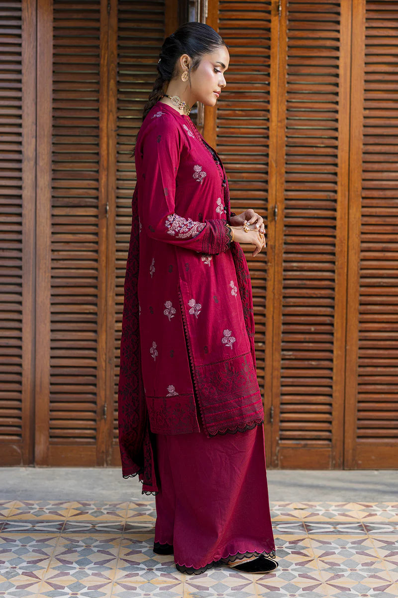 Maroon | Zellbury 3pc Unstitched Jacquard