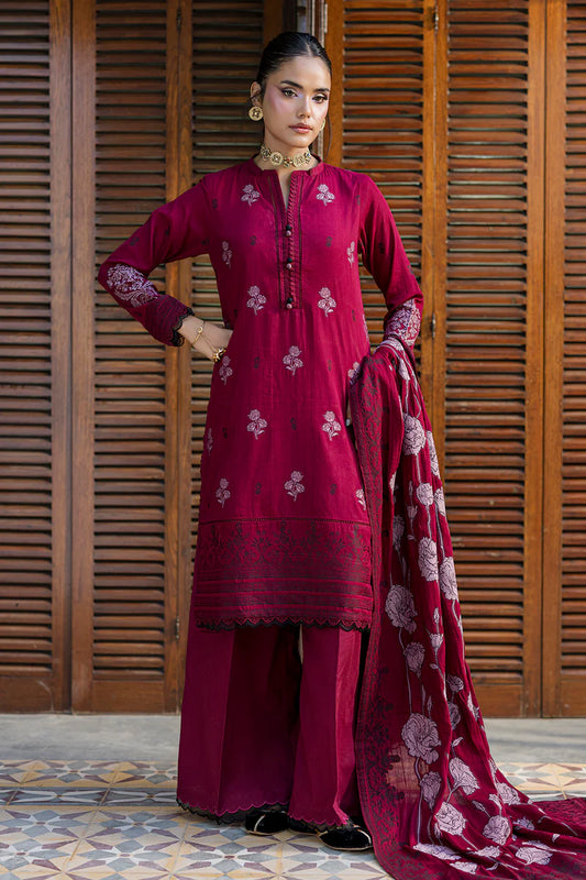 Maroon | Zellbury 3pc Unstitched Jacquard