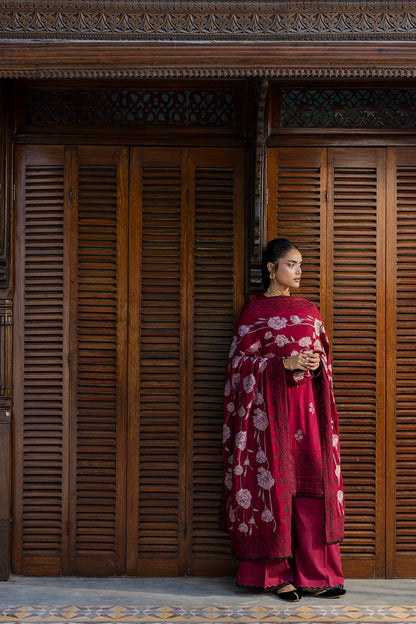Maroon | Zellbury 3pc Unstitched Jacquard