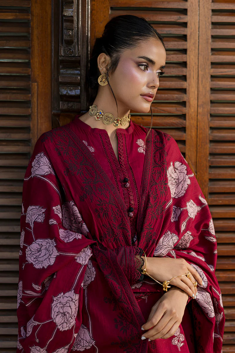Maroon | Zellbury 3pc Unstitched Jacquard
