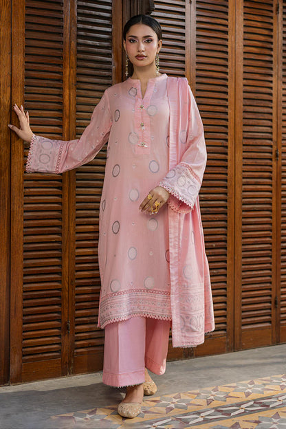 Tea Pink | Zellbury 3pc Unstitched Jacquard