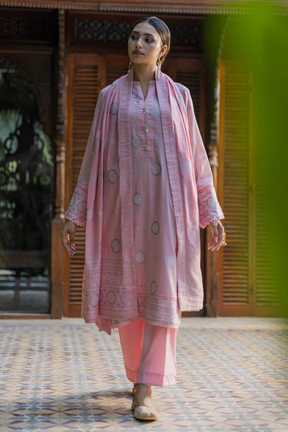 Tea Pink | Zellbury 3pc Unstitched Jacquard