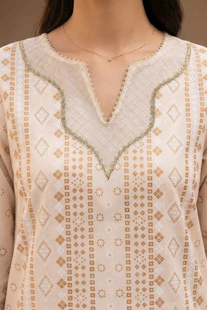 Off White | Zellbury 3pc Unstitched Glitter Paste Lawn