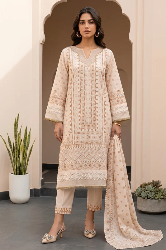 Off White | Zellbury 3pc Unstitched Glitter Paste Lawn