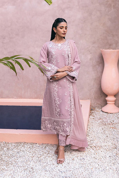 Azure Luxury Chiffon Embroidered - Coffee Pink 3-Pc | Replica