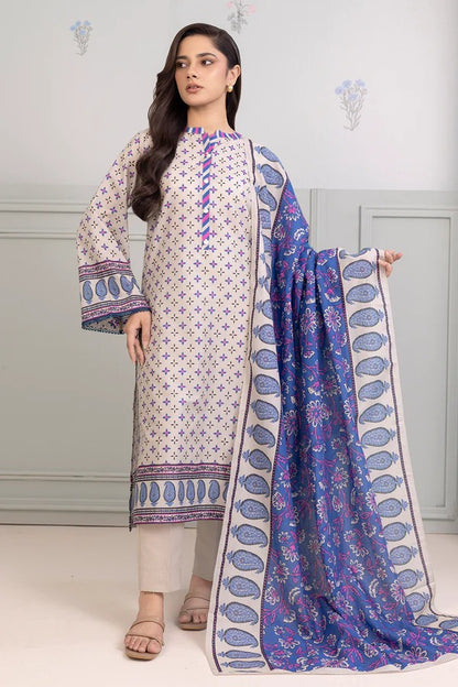 Light Grey Zellbury 3pc Unstitched Lawn Suit – Stylish Pakistani Lawn Outfit 2025