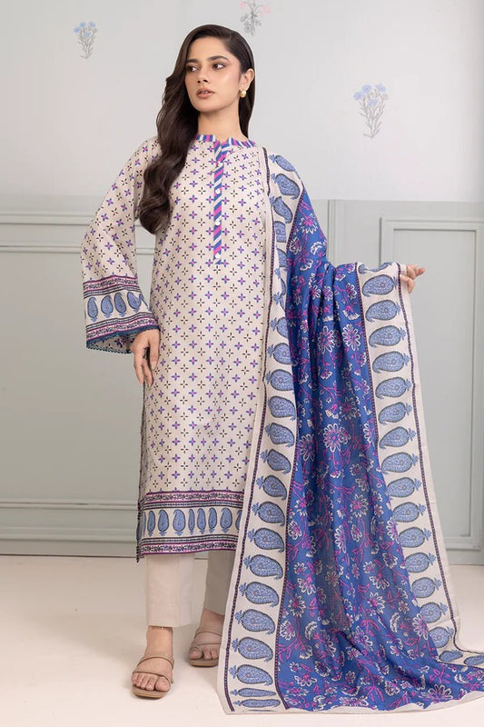 Light Grey Zellbury 3pc Unstitched Lawn Suit – Stylish Pakistani Lawn Outfit 2025