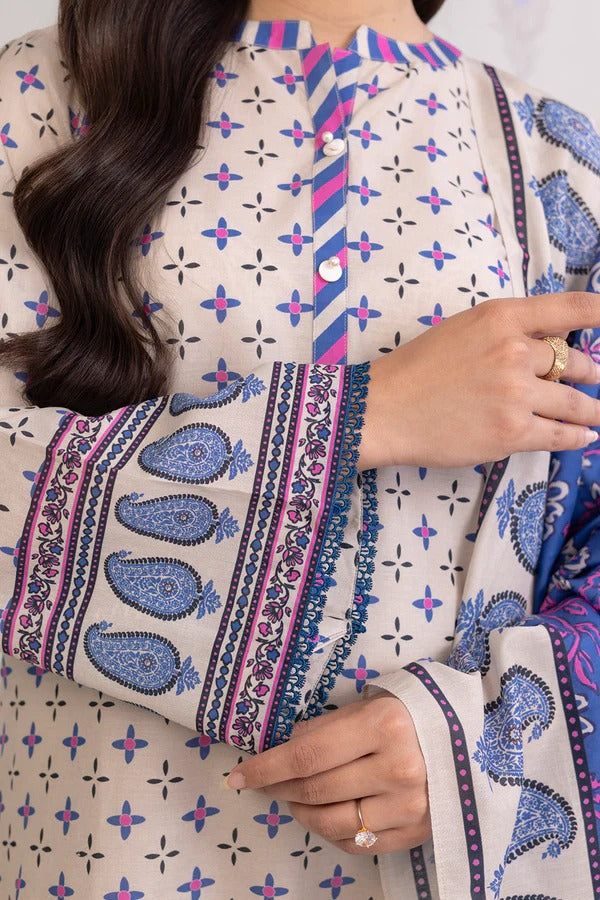 Light Grey Zellbury 3pc Unstitched Lawn Suit – Stylish Pakistani Lawn Outfit 2025