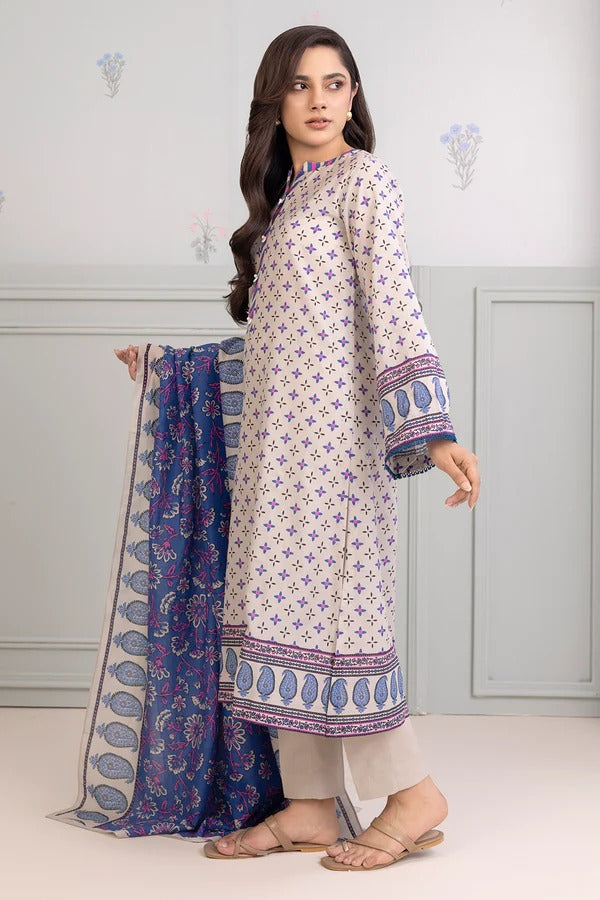 Light Grey Zellbury 3pc Unstitched Lawn Suit – Stylish Pakistani Lawn Outfit 2025