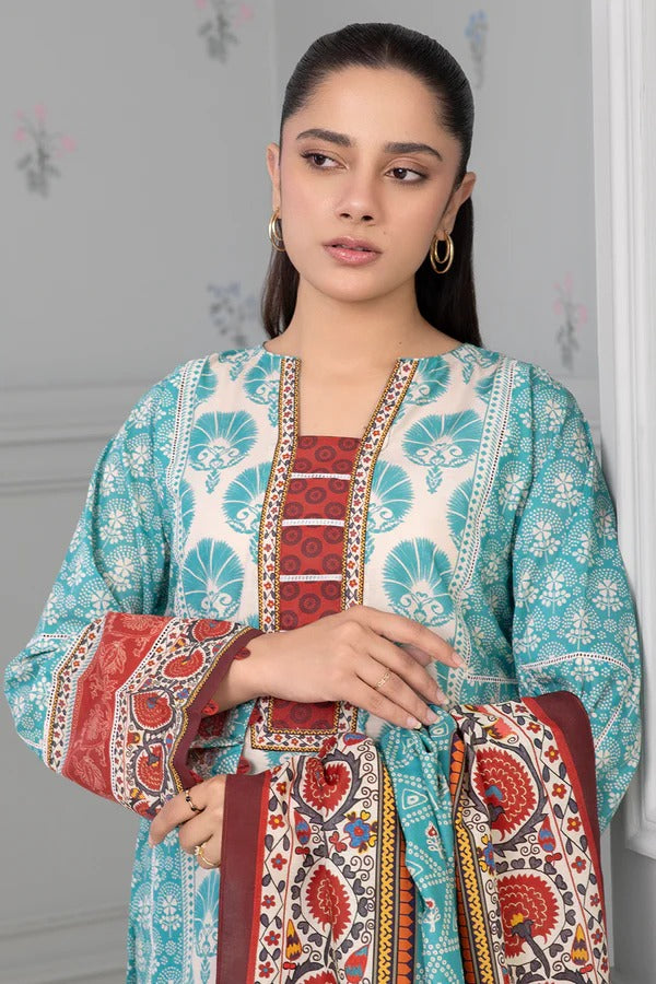 Aqua Zellbury 3pc Unstitched Lawn Suit – Stylish Pakistani Lawn Outfit 2025