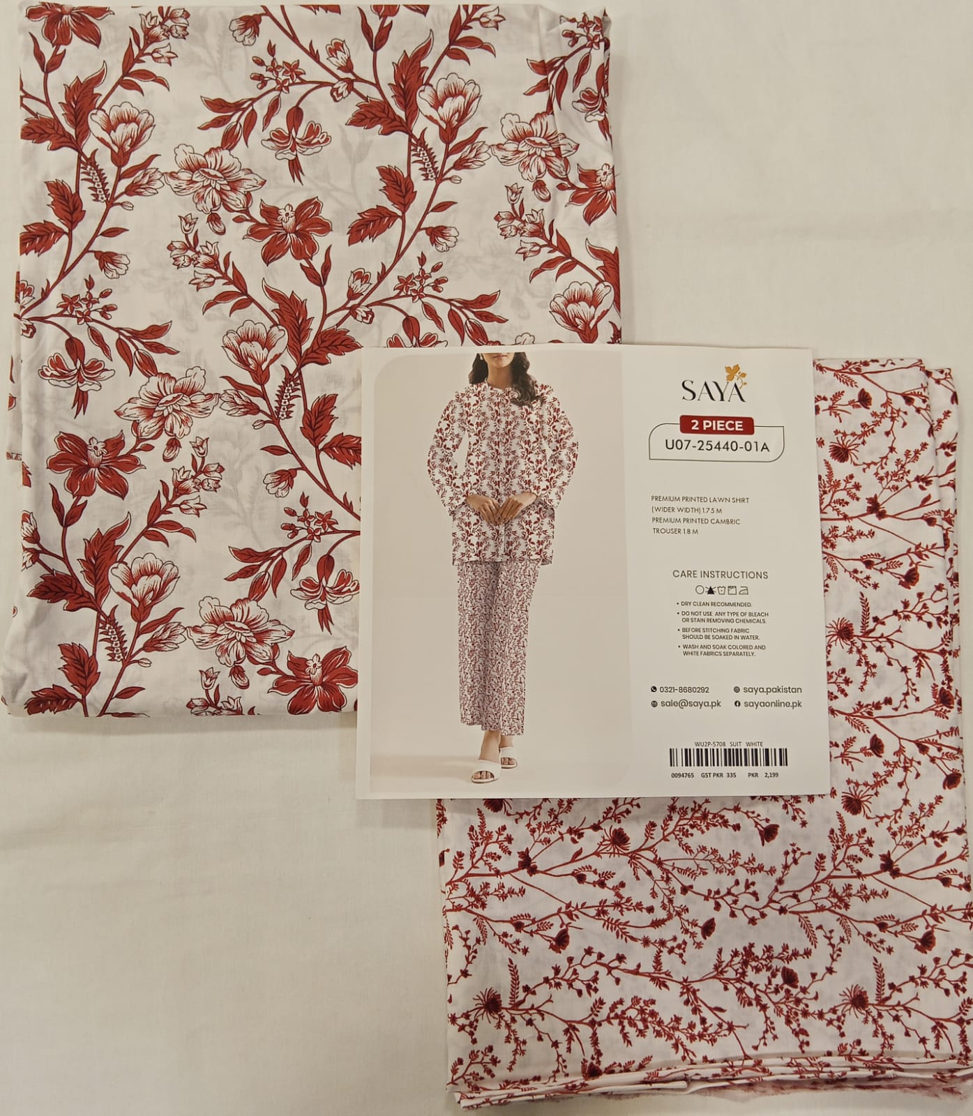 White | Saya 2PC Unstitched Lawn Suit