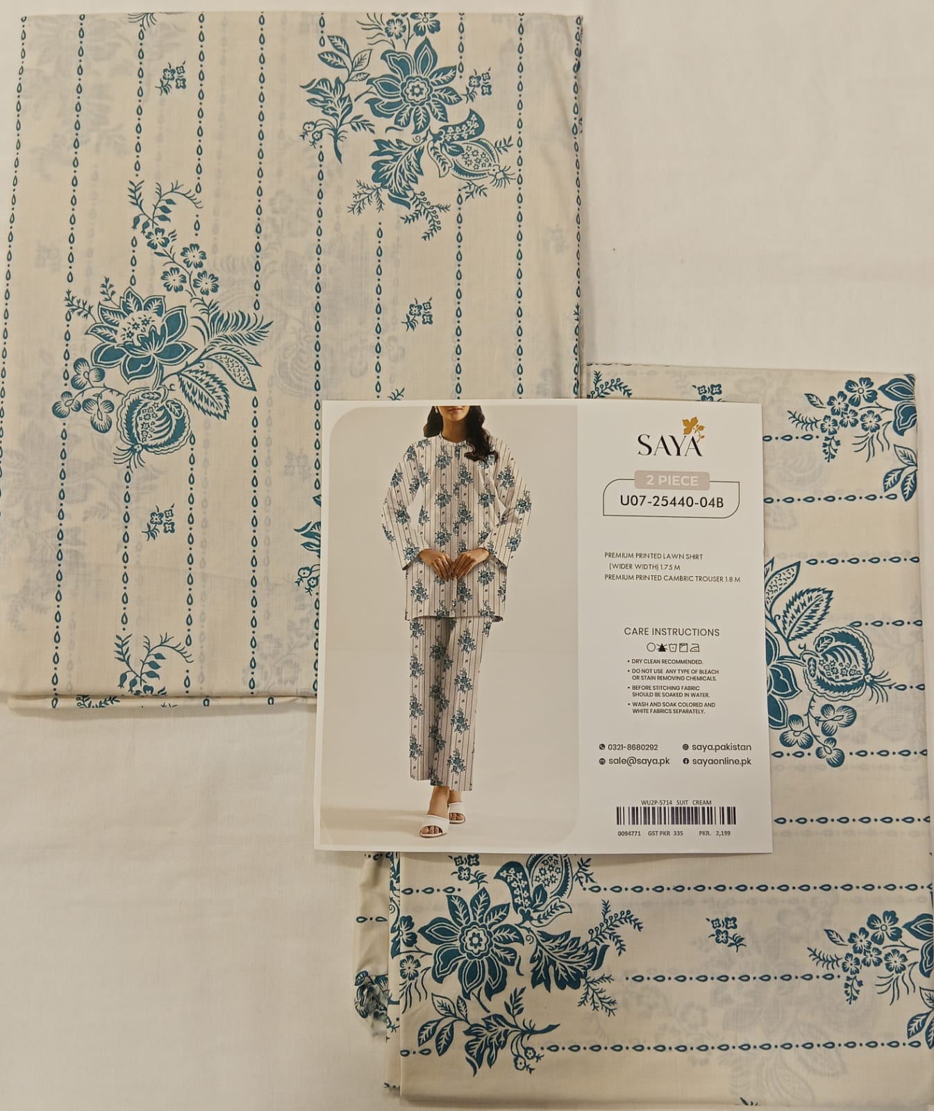 Cream | Saya 2PC Unstitched Lawn Suit