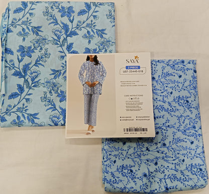 Blue | Saya 2PC Unstitched Lawn Suit