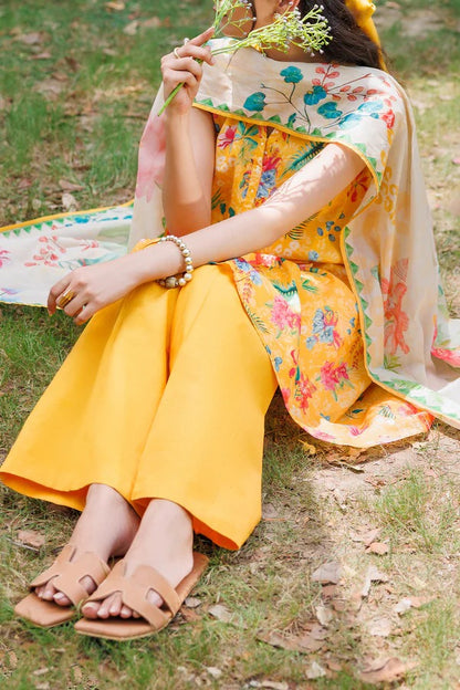 Yellow | Saya 3pc Unstitched Lawn Suit