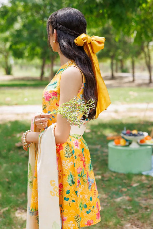 Yellow | Saya 3pc Unstitched Lawn Suit