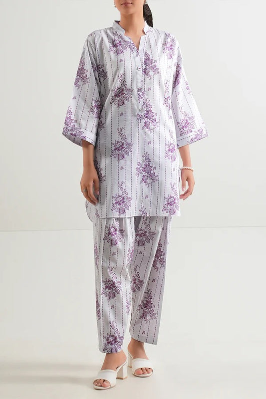 Lilac | Saya 2PC Unstitched Lawn Suit