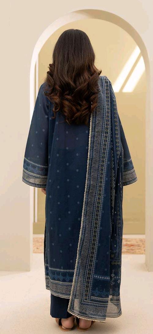 Blue Zellbury 3pc Unstitched Lawn Suit – Stylish Pakistani Lawn Outfit 2025