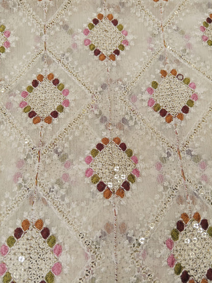 Off White | Luxury Chiffon Embroidered