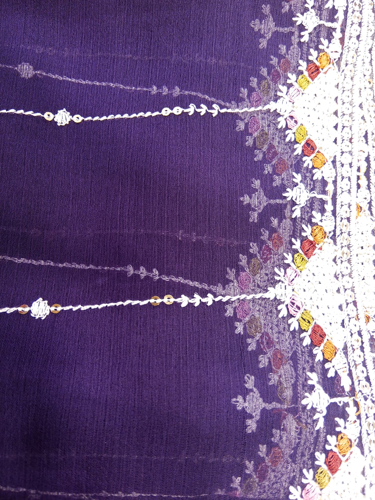 Purple | Luxury Chiffon Embroidered