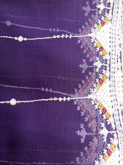 Purple | Luxury Chiffon Embroidered