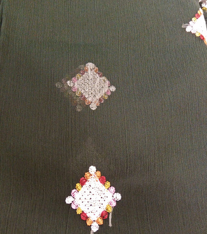 Bottle Green | Luxury Chiffon Embroidered