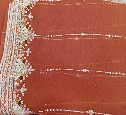 Peach | Luxury Chiffon Embroidered
