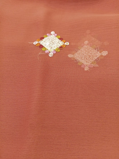 Peach | Luxury Chiffon Embroidered