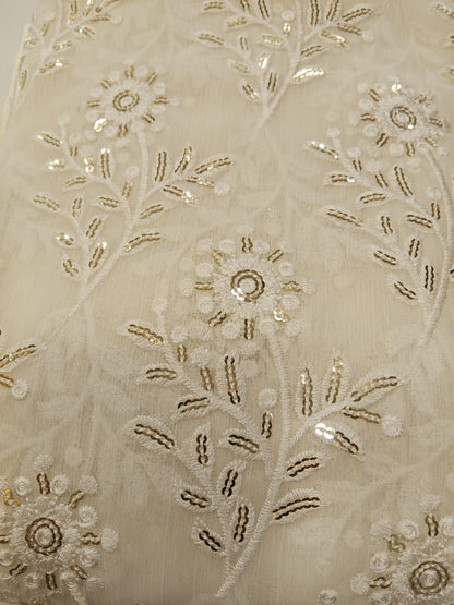 Off White | Luxury Chiffon Embroidered