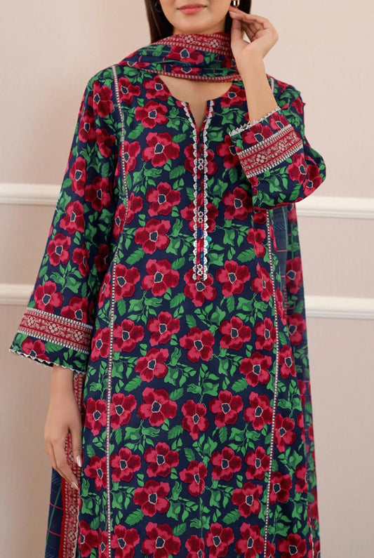 Blue | Saya 3pc Unstitched Lawn Suit