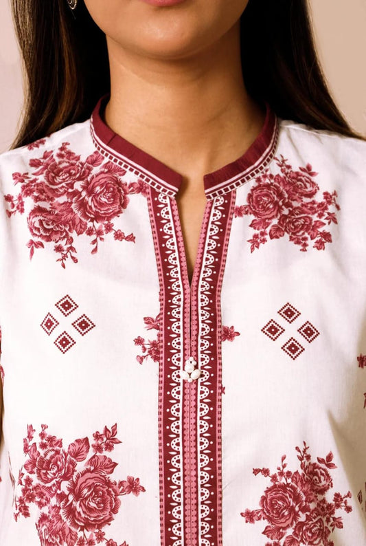 White | Saya 3pc Unstitched Lawn Suit