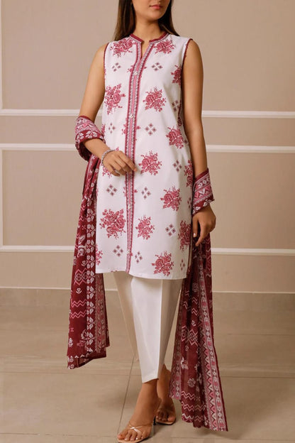 White | Saya 3pc Unstitched Lawn Suit