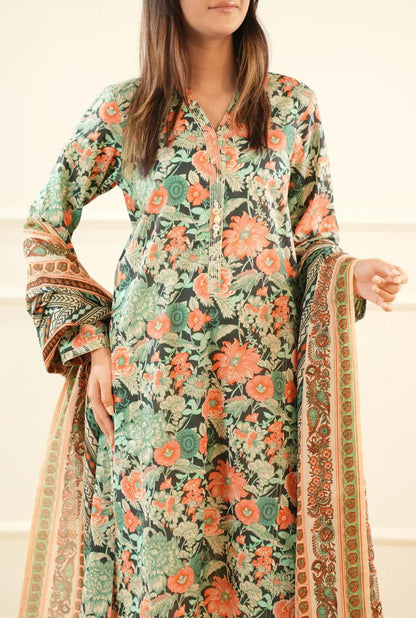 Green | Saya 3pc Unstitched Lawn Suit