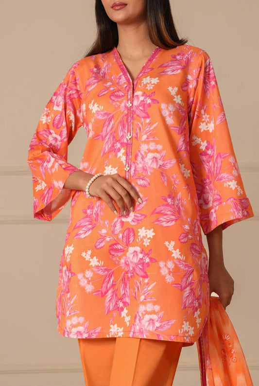 Orange | Saya 3pc Unstitched Lawn Suit