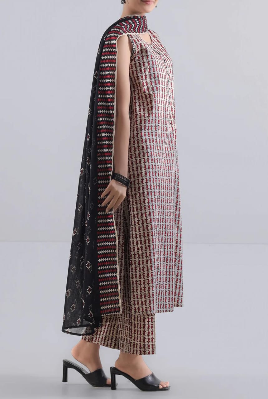 Beige | Saya 3pc Unstitched Lawn Suit