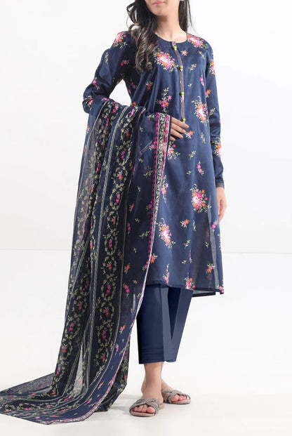 Dark Blue | Saya 3pc Unstitched Lawn Suit