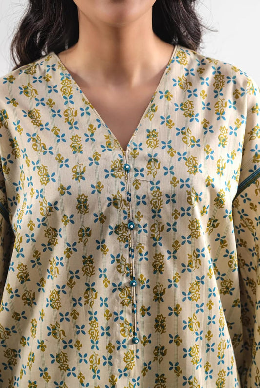 Beige | Saya 3pc Unstitched Lawn Suit