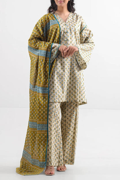 Beige | Saya 3pc Unstitched Lawn Suit